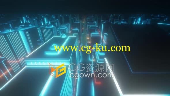 4k数字城市快速扫描全息建筑摩天大楼物联网3d动画视频素材的图片1