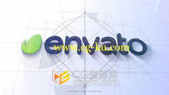 3D建筑蓝图干净素描徽标logo动画-AE模板下载的图片1