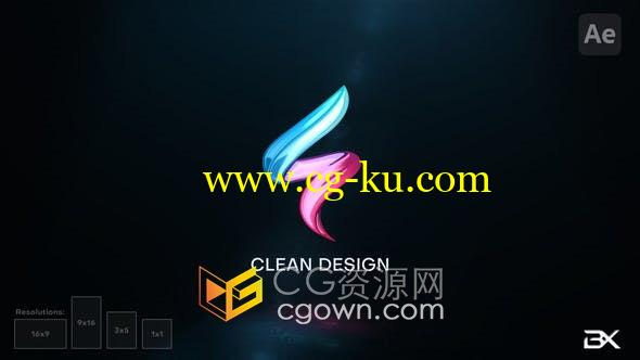 极简创意标识彩色线条演绎社交网络品牌标志LOGO动画-AE模板的图片1