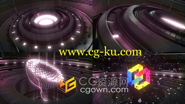 3D机械设备转动揭示科技游戏标志LOGO片头-AE模板的图片1
