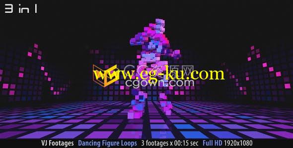 3组跳舞人物镜头音乐表演Disco俱乐部夜总会led立方体vj循环视频素材的图片1