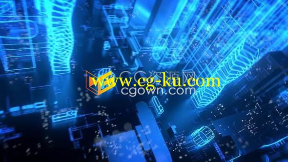 未来信息科技网络技术3D数码城市场景演示标志开场-AE模板的图片1