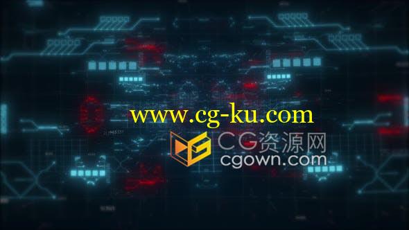 4k抽象HUD和UI背景用于数字网络高科技信息宣传界面-视频素材的图片1