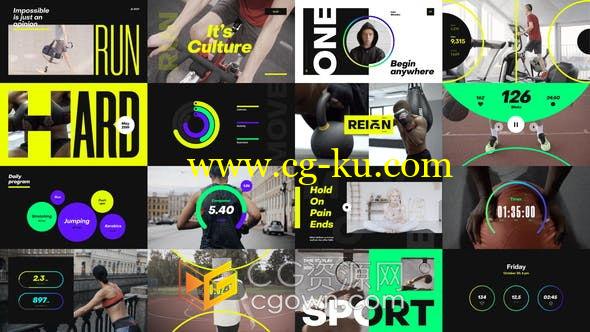 4K分辨率体育动画视频包装充满活力比赛得分激烈强度介绍宣传-AE模板的图片1