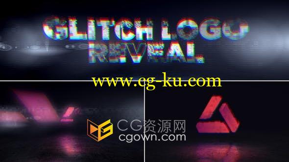 霓虹灯失真科技感视频片头3D故障LOGO动画效果-AE模板的图片1