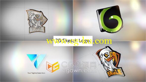 3D草图描边铅笔素描绘图LOGO动画视频片头效果制作-AE模板的图片1