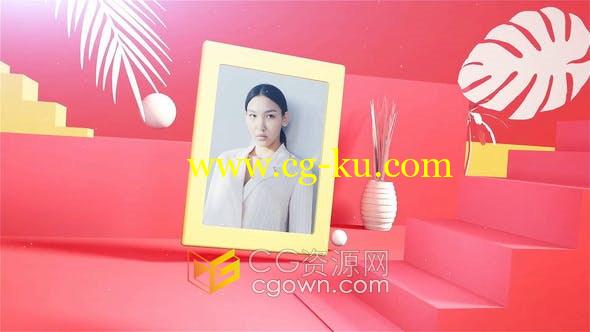 3D幻灯片彩色充满活力照片生动展示动画相册视频制作-AE模板的图片1
