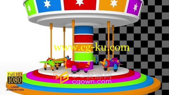 2组带Alpha通道卡通飞机旋转木马动画视频素材免费下载的图片1