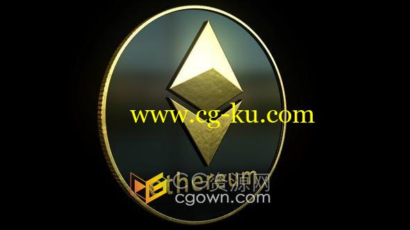 4K Ethereum以太坊加密货币以太币图标旋转动画带Alpha通道视频素材的图片1