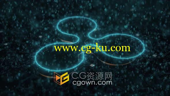 4K帧速率背景视频素材瑞波币Ripple网络数字加密货币粒子动画的图片1