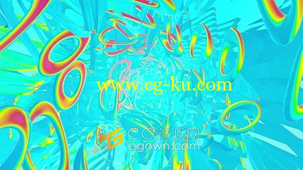 4K抽象艺术全息几何作品卡通颜色虹彩动态LED背景视频VJ素材的图片1