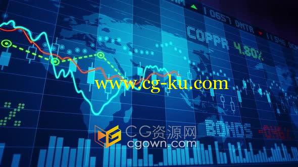高清视频素材数字证券交易所财务数据分析业务图动画循环播放的图片1