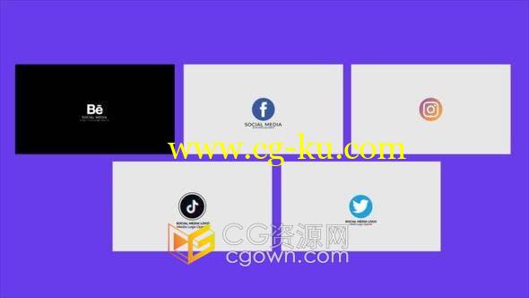 Social Media Logo社交媒体标志图形动画效果视频制作-AE模板的图片1