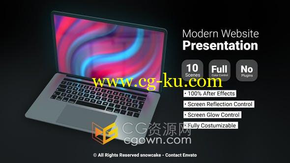 使用Macbook介绍网站Web演示文稿互联网开发网页设计企业宣传-AE模板的图片1