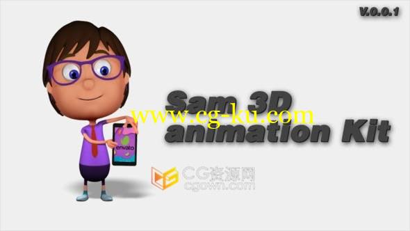 Sam 3D animation Kit 卡通三维人物山姆动画组合-AE模板的图片1
