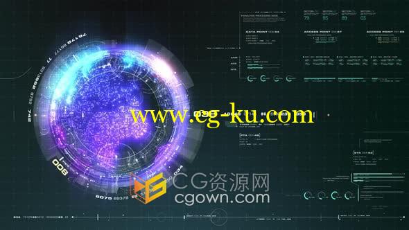 未来派全息地球平视显示智能技术概念界面4K视频素材的图片1