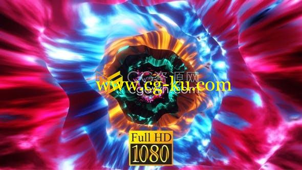 抽象艺术3D隧道光芒霓虹灯圈螺旋隧道动画VJ素材背景视频的图片1