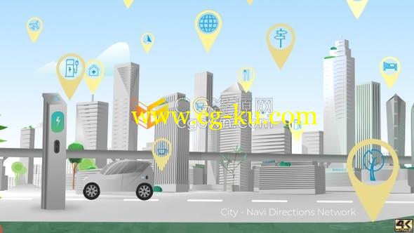 4K分辨率导航应用程序旅行指南路线精确定位介绍动画视频素材的图片1