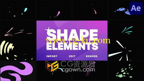 AE模板-12种卡通动态图形MG动画效果Shape Elements的图片1