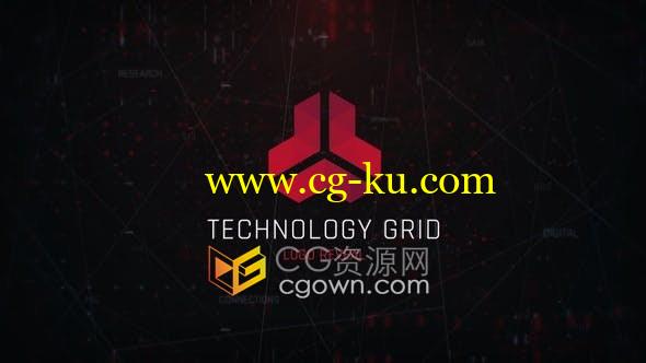 AE模板-网络科技公司标志视频片头线条 网格动画Technology Grid Logo的图片1