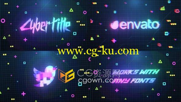 AE模板-彩色赛博朋克毛刺标志标题动画片头Cyberpunk Logo Title的图片1