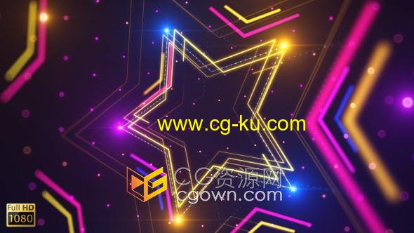 VJ素材-多彩五角星光线条视觉动态背景视频素材下载的图片1