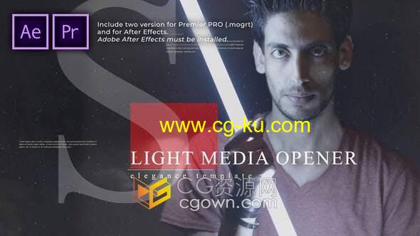 AE与PR模板-轻型媒体开场片头Light Media Opener Slideshow的图片1