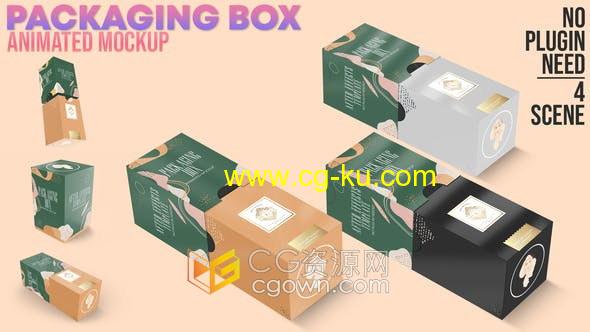 AE模板-制作3D包装盒样机动画品牌盒子广告视频封面可替换的图片1
