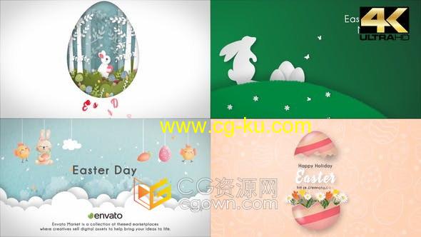 AE模板-4种设计复活节快乐MG动画视频效果Happy Easter Day的图片1