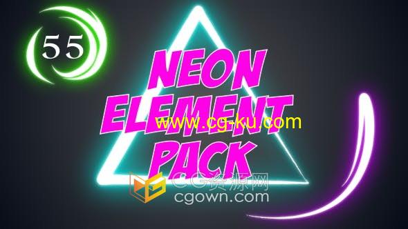 AE模板-55个霓虹灯元素能量光线动画形状Neon Element的图片1