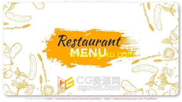 AE模板-餐厅菜单介绍视频食物价格照片展示宣传广告的图片1