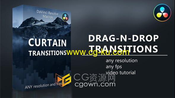达芬奇模板-Curtain Transitions 20个窗帘对角线图形动画视频转场效果的图片1