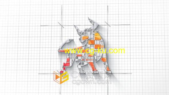 AE模板-铅笔线蓝图绘图3D LOGO动画建筑工程图生产创作设计的图片1