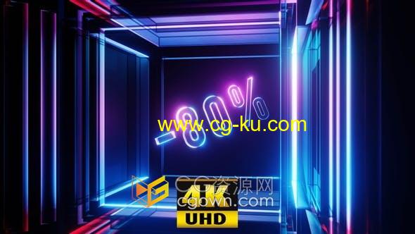 4K视频素材-霓虹灯立方体玻璃场景80％打八折扣VJ循环动画的图片1