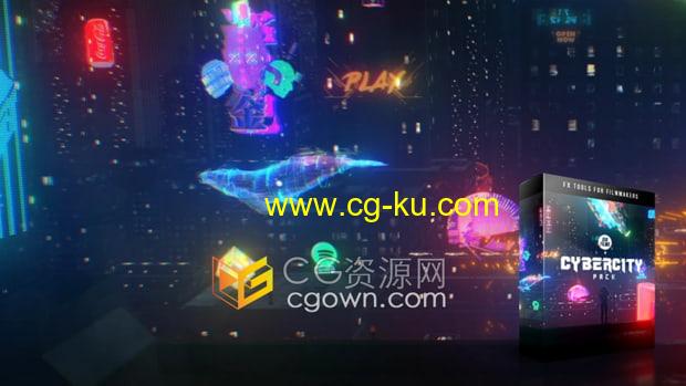 视频素材250+赛博朋克发光图形元素特效合成未来世界科幻电影短片制作的图片1
