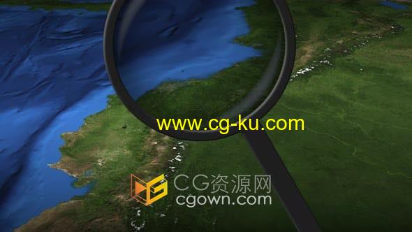 4K视频素材-高倍放大镜在地图上找到基多城 Quito City的图片1