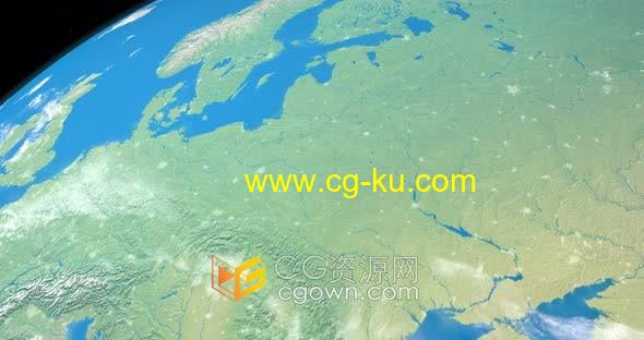 4K视频素材-太空鸟瞰地球莱茵河区域地图动画素材视频的图片1