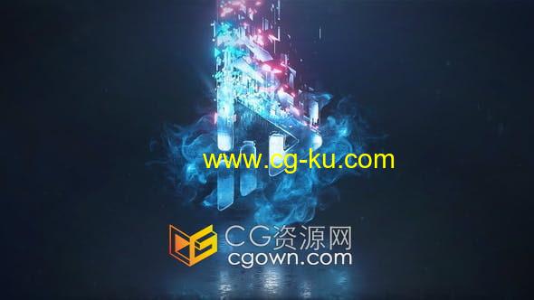 AE模板-烟雾特效故障像素化汇聚LOGO片头动画视频的图片1