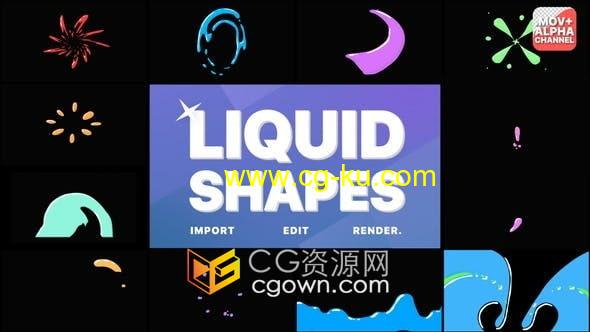4K分辨率视频素材12组流体飞溅风格图形动画叠加元素的图片1