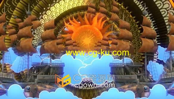 VJ素材-嘉年华颁奖背景飞行木船LED大屏幕视频素材的图片1