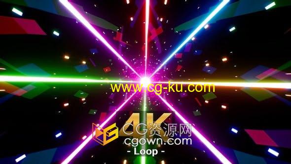 4K分辨率VJ素材五颜六色光线五彩纸屑循环背景视频素材的图片1