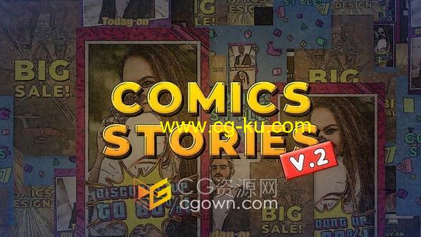 AE模板-卡通电影漫画动态素描社交媒体短视频动画制作6种设计的图片1