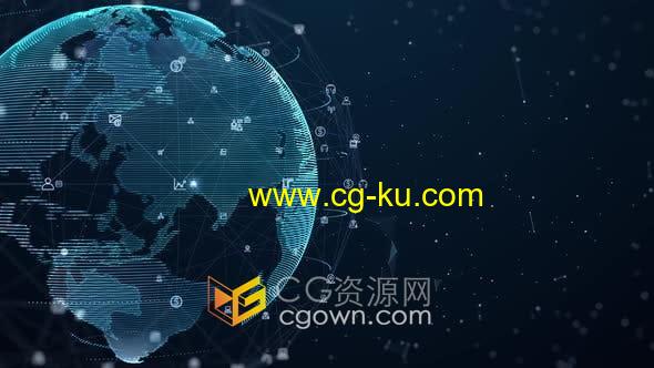 4K视频素材数字数据网络连接全球互联网安全背景动画的图片1