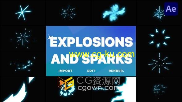AE模板-实用手绘爆炸星星火花过渡动画音乐舞蹈卡通视频游戏特效元素的图片1