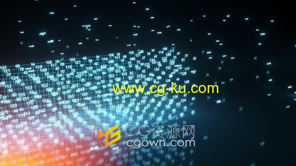 视频素材-计算机代码立方体在空间中连接背景展示数据传输技术概念的图片1