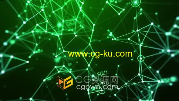 视频素材-三维空间感科技感发光点线粒子连结数据监视器背景动画的图片1