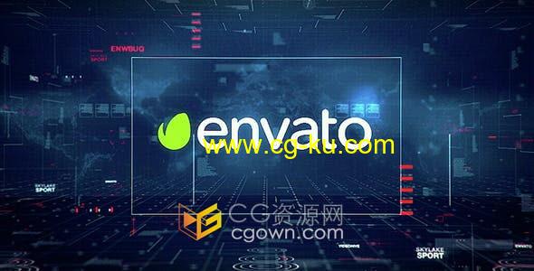 AE模板-现代高科技信息全息界面视差效果计算机科技新闻包装片头的图片1