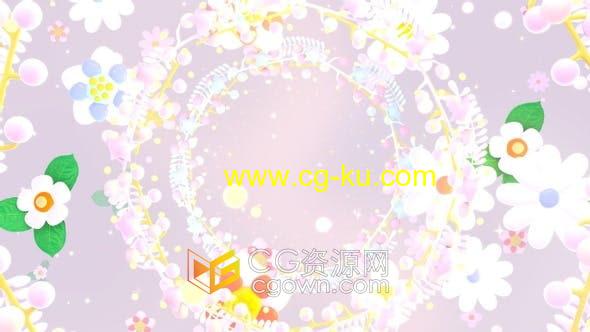 视频素材-循环穿过美丽的花环动画音乐会舞台LED墙婚礼母亲节视频背景的图片1