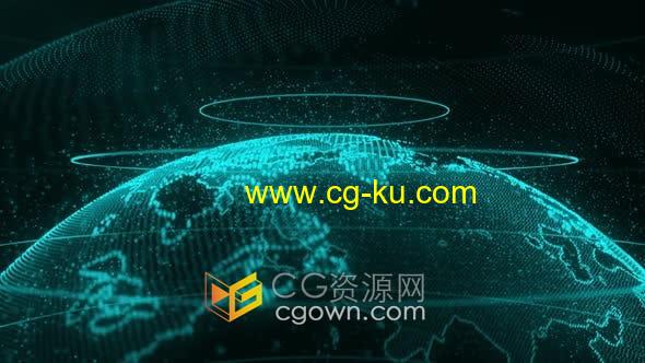 4K视频素材-4K分辨率全息粒科技子网格地球动画背景视频的图片1