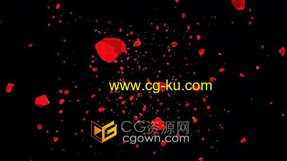 4K视频素材-红色水晶飞入动画效果带透明通道的图片1